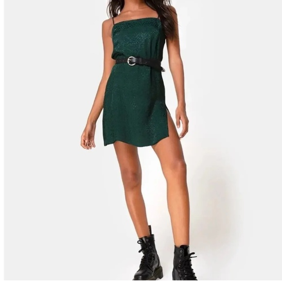 Motel Dark Green Croc Print Mini Dress 🐊💚 - Picture 1 of 6
